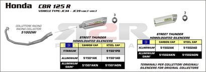 Street thunder - Hliník (Karbonová krytka) Honda CBR 125 R 2004 - 2010