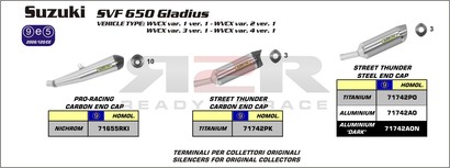 Street thunder - Titan (Nerezová krytka) Suzuki GLADIUS 650 2009 - 2012